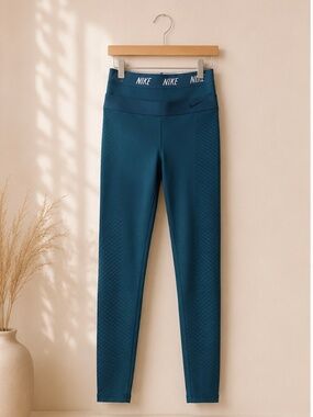 Nike Pro Textured Compression Leggings Teal Petrol XS/S